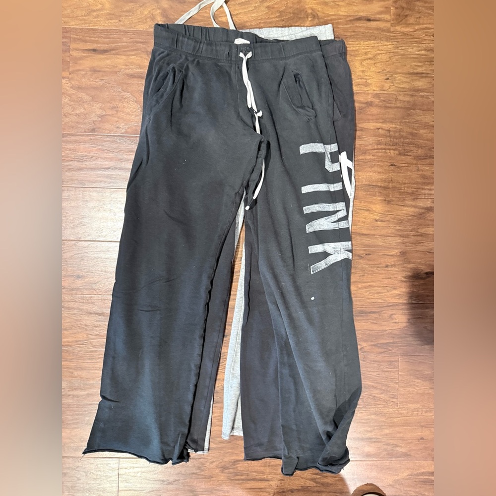 PINK Victoria's Secret Gray & Black Logo Track pants- all 3 - Picture 5 of 6